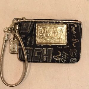 Black and Gold Coach Wristlet